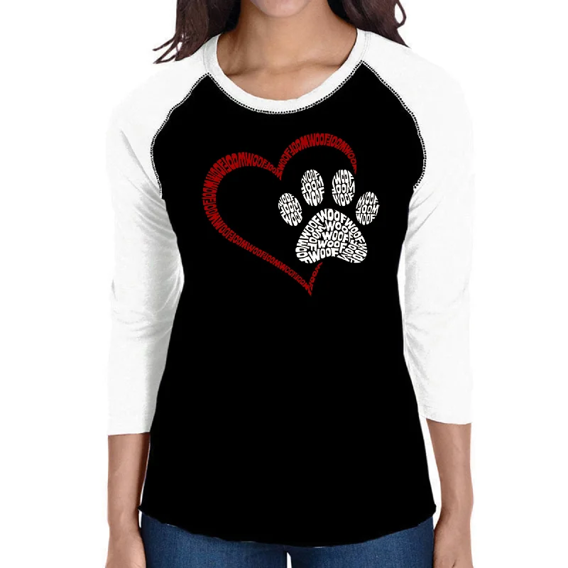 Paw Heart - Women's Raglan Word Art T-ShirtRecycled Fabric T-Shirts