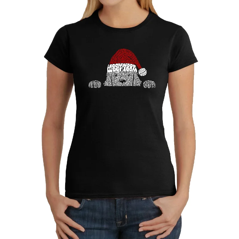 Christmas Peeking Dog - Women's Word Art T-ShirtFrench Terry T-Shirts