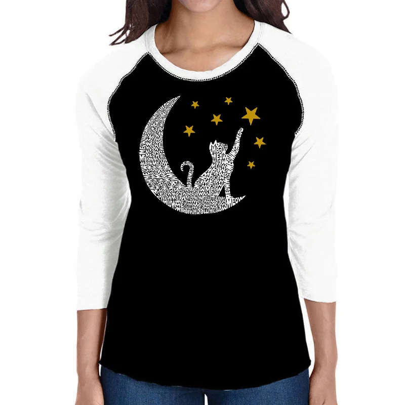 Cat Moon - Women's Raglan Word Art T-ShirtSilk T-Shirts