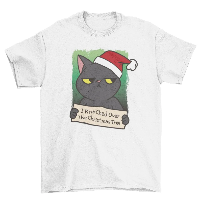 Black Cat Christmas Tree T-ShirtWork T-Shirts