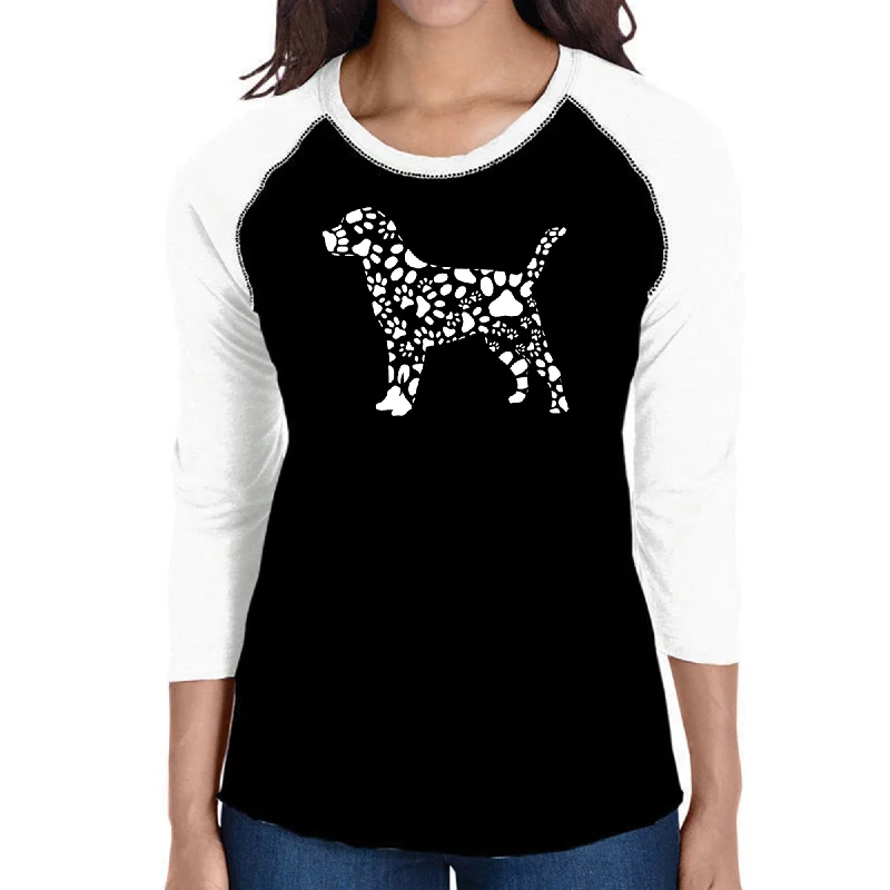 Dog Paw Prints  - Women's Raglan Word Art T-ShirtFishing T-Shirts