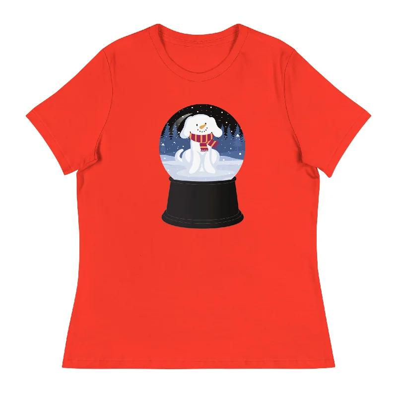 Snowman Puppy Snow Globe Women's Relaxed T-ShirtSports Team T-Shirts