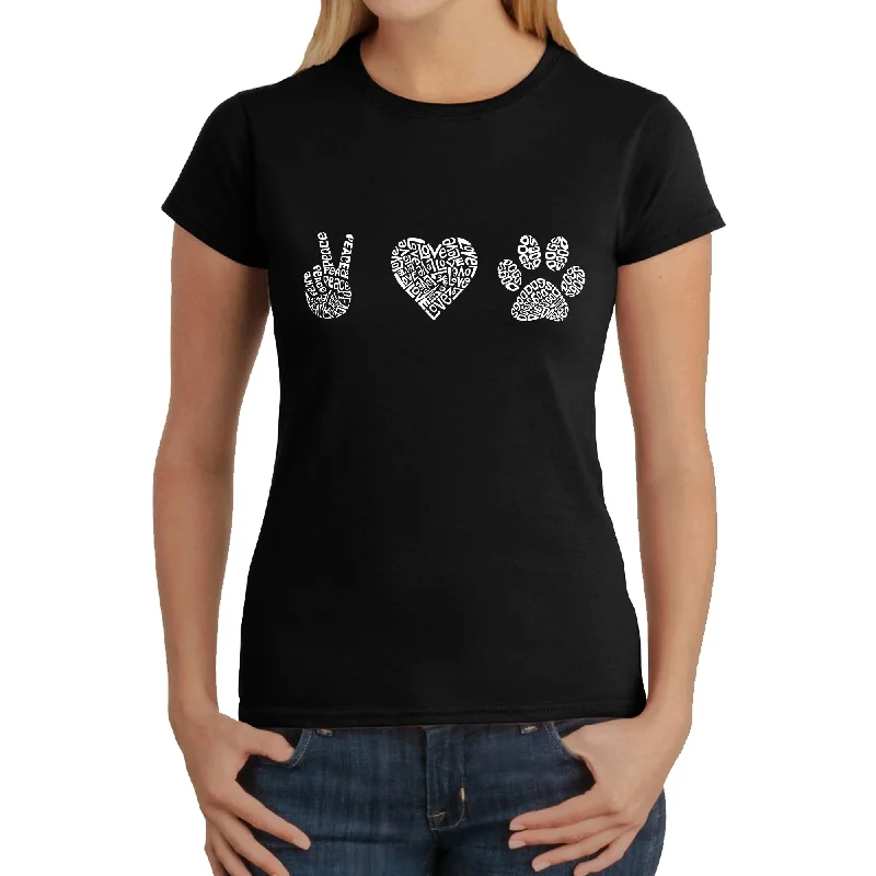 Peace Love Dogs  - Women's Word Art T-ShirtSports Team T-Shirts