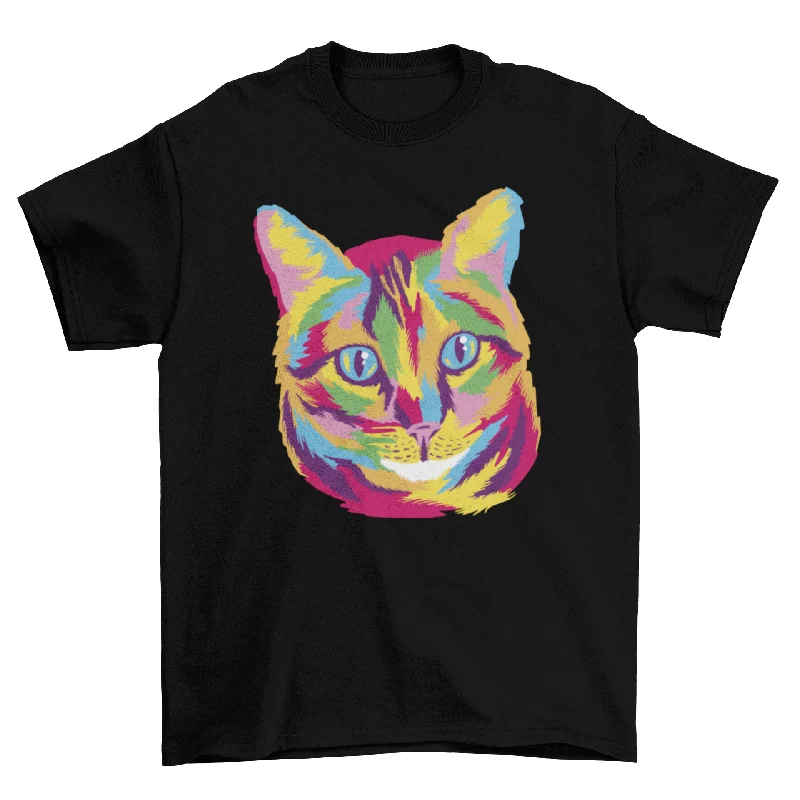 Colorful Cat Animal Face T-ShirtTie-Dye T-Shirts