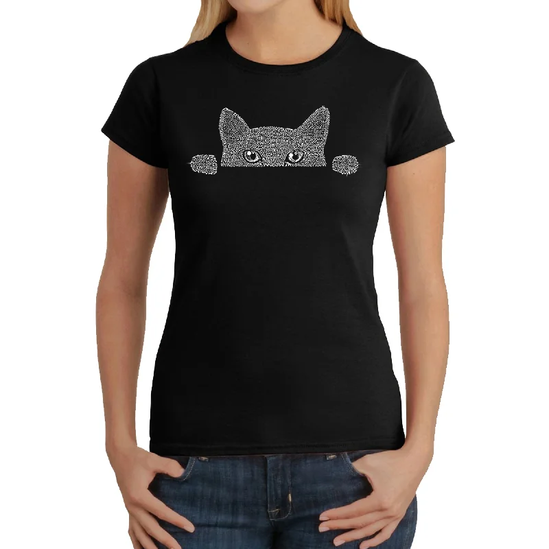 Peeking Cat  - Women's Word Art T-ShirtQuick-Dry T-Shirts