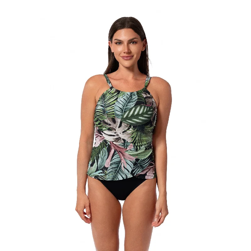 JUNGLE GLAM AUDREY DRAPE TANKINI TOP