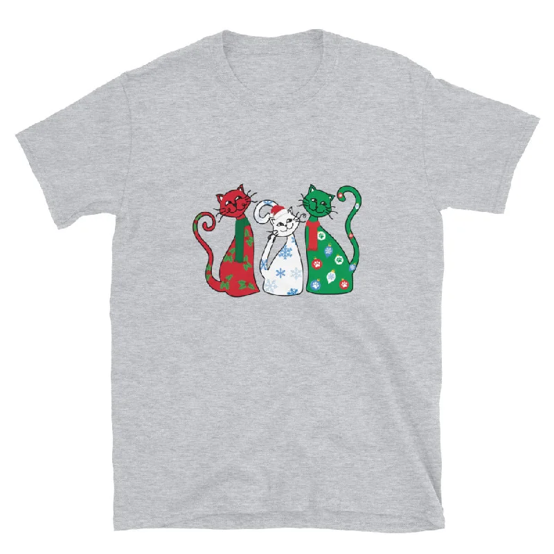 Holiday Greetings Cats T-ShirtLeather-Paneled T-Shirts