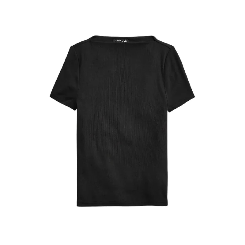 Women's Fine-Rib Fitted Boatneck T-Shirt In BlackVelvet T-Shirts