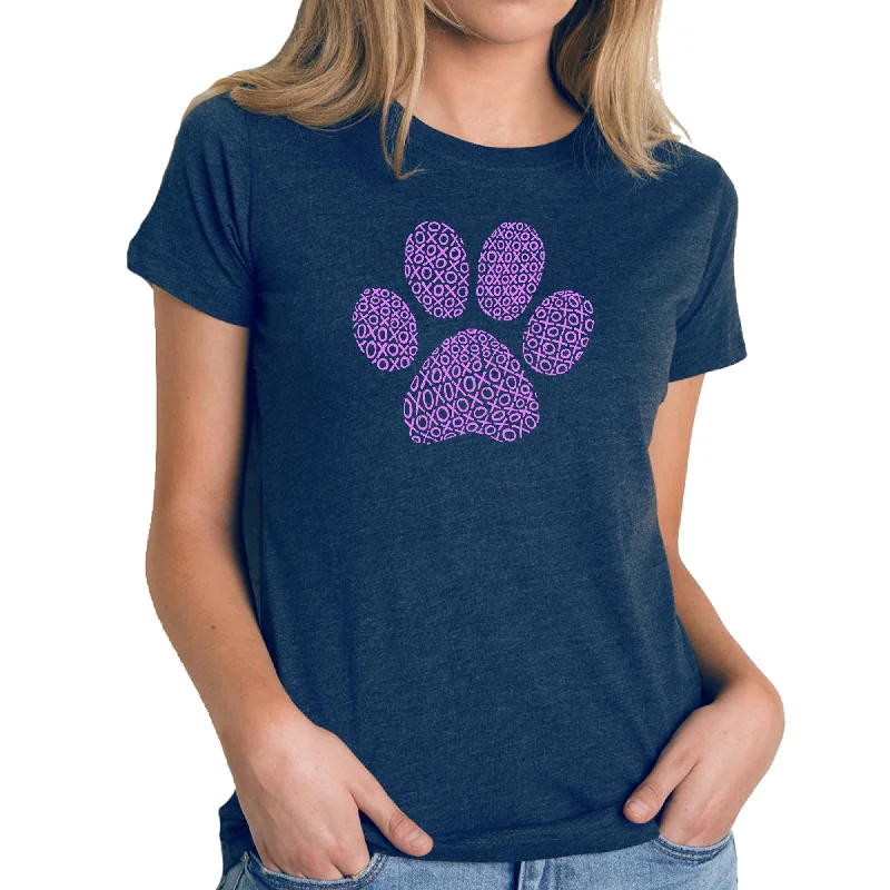 XOXO Dog Paw  - Women's Premium Blend Word Art T-ShirtLeather-Paneled T-Shirts