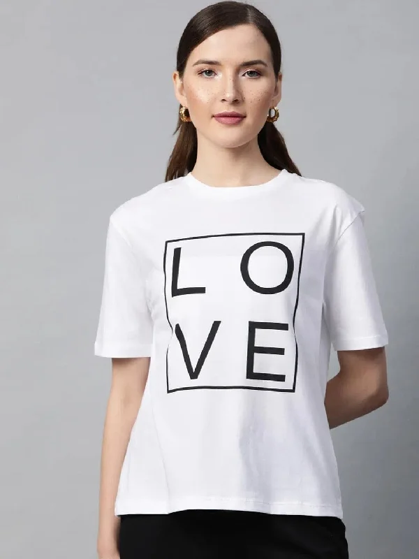 White Love-Print T-shirtHunting T-Shirts