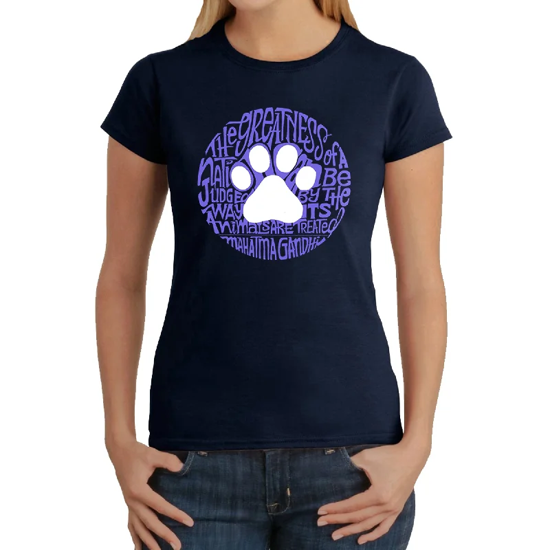 Gandhi's Quote on Animal Treatment  - Women's Word Art T-ShirtBeaded T-Shirts