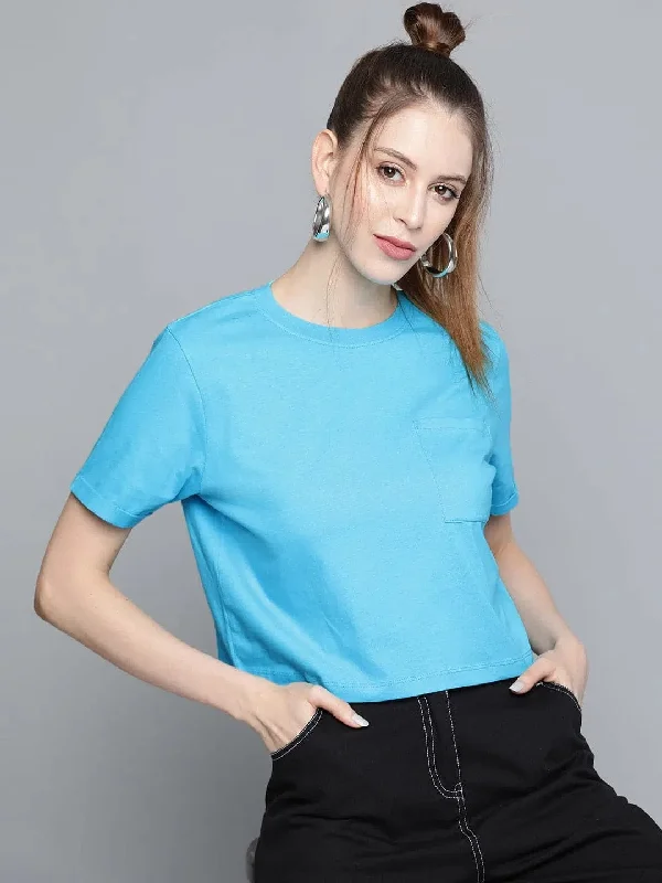 Blue Pocket Detail Boxy T-ShirtHiking T-Shirts