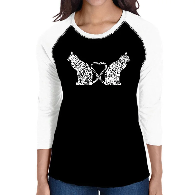 Cat Tail Hearts - Women's Raglan Word Art T-ShirtPlush T-Shirts