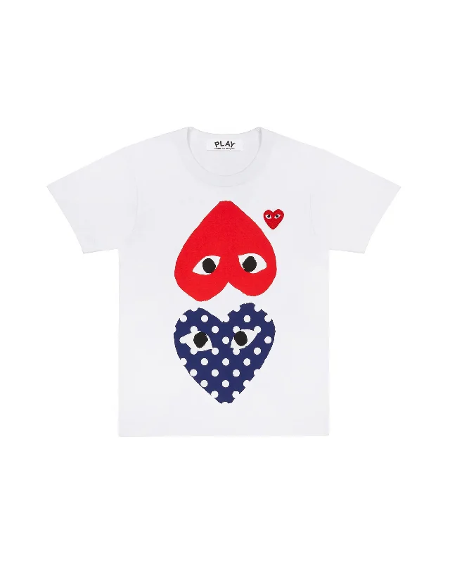 Women's Polka Dot Upside Down Heart T-shirt - WhiteBamboo T-Shirts