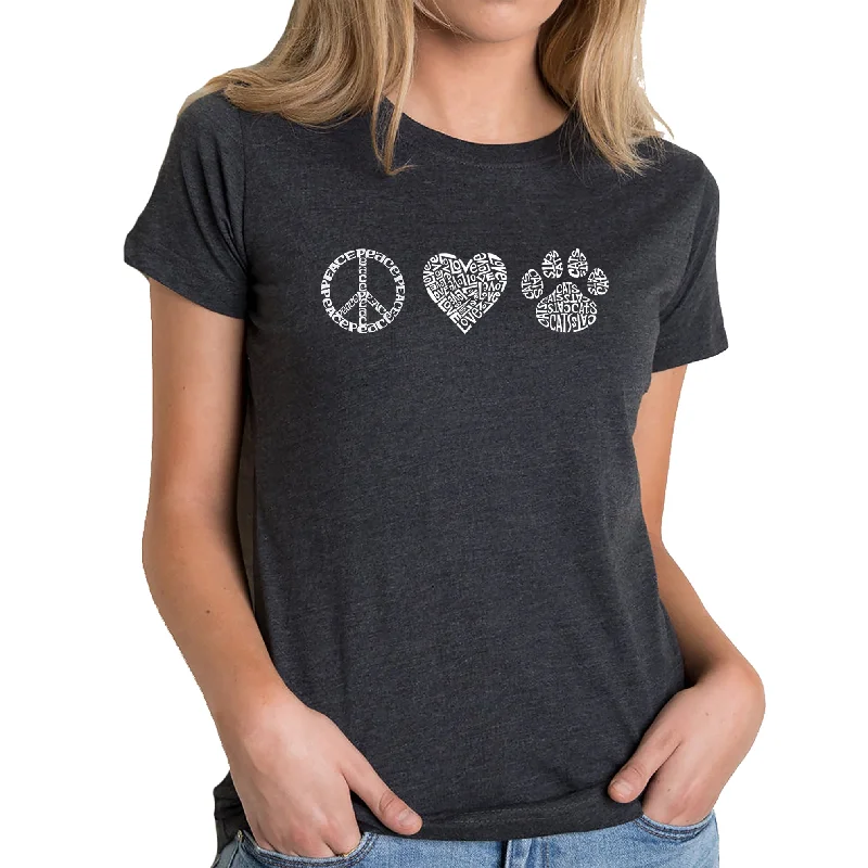 Peace Love Cats  - Women's Premium Blend Word Art T-ShirtDesigner T-Shirts