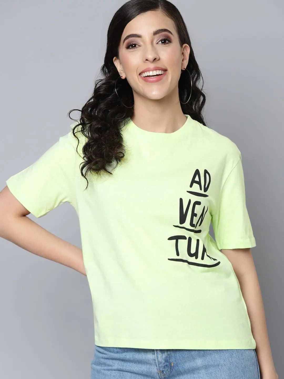 Women Mint Green ADVENTURE Regular T-ShirtMinimalist T-Shirts