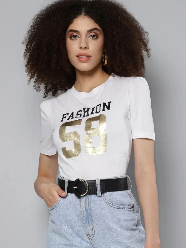 White FASHION 58 Print T-ShirtLuxury T-Shirts