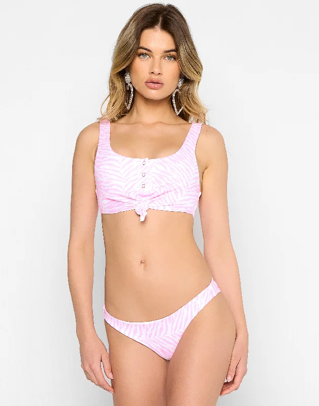 SwimtieSage Knot Top - Pink White Tiger