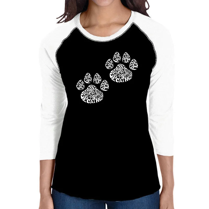 Cat Mom  - Women's Raglan Baseball Word Art T-ShirtCompression T-Shirts