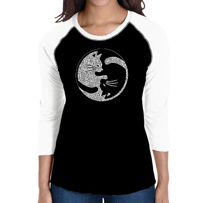 Yin Yang Cat  - Women's Raglan Word Art T-ShirtFestival T-Shirts