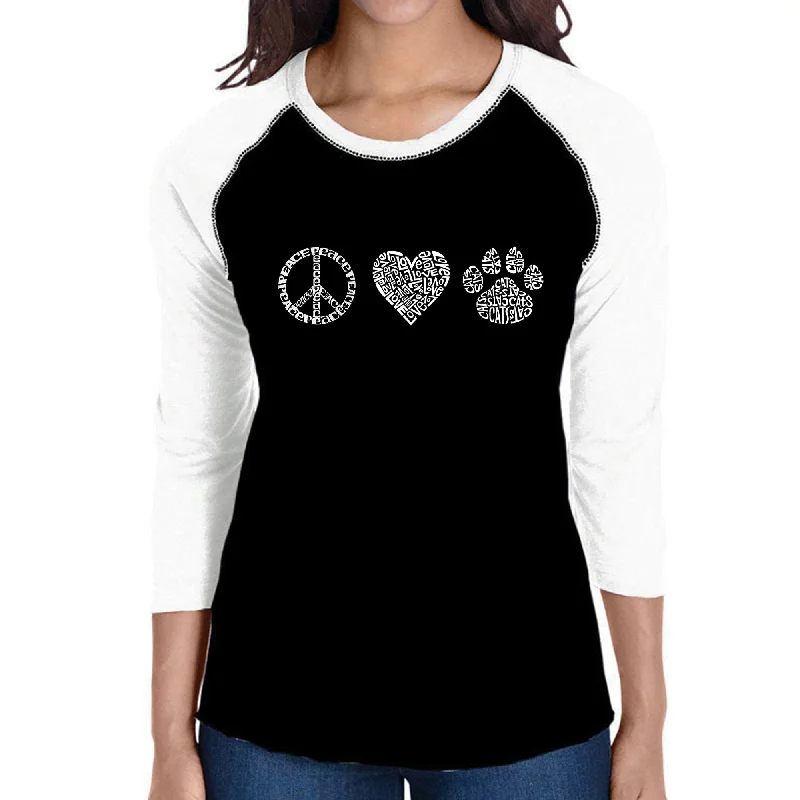 Peace Love Cats  - Women's Raglan Word Art T-ShirtCollaborative T-Shirts