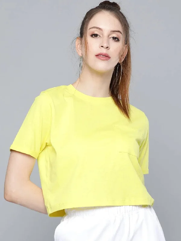 Yellow Pocket Detail Boxy T-ShirtCompression T-Shirts