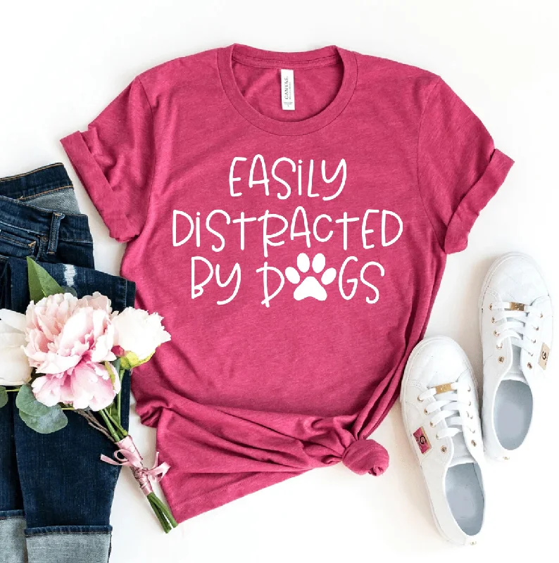 Easily Distracted By Dogs T-shirtRetro T-Shirts