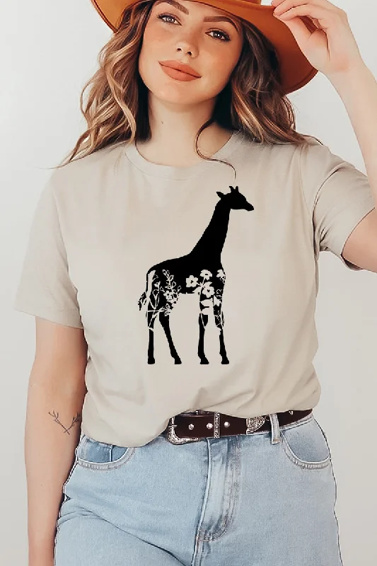 Floral Giraffe T-shirtLeather-Paneled T-Shirts