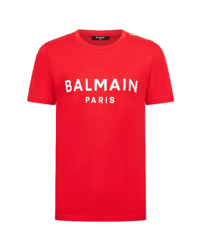 Balmain Paris Print 3 Button T-ShirtHip-Hop T-Shirts