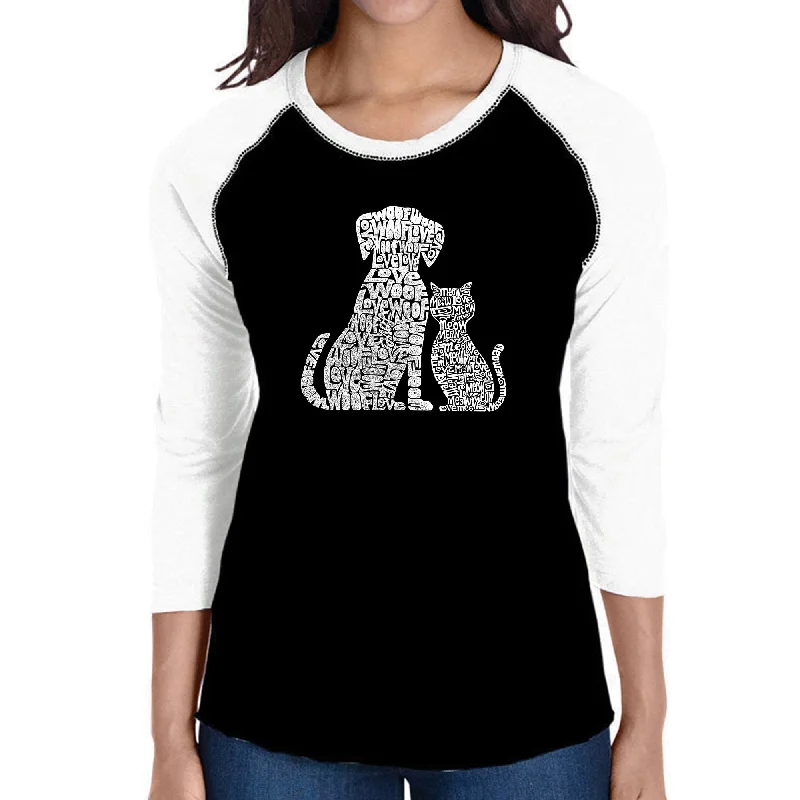 Dogs and Cats  - Women's Raglan Baseball Word Art T-ShirtPainted T-Shirts