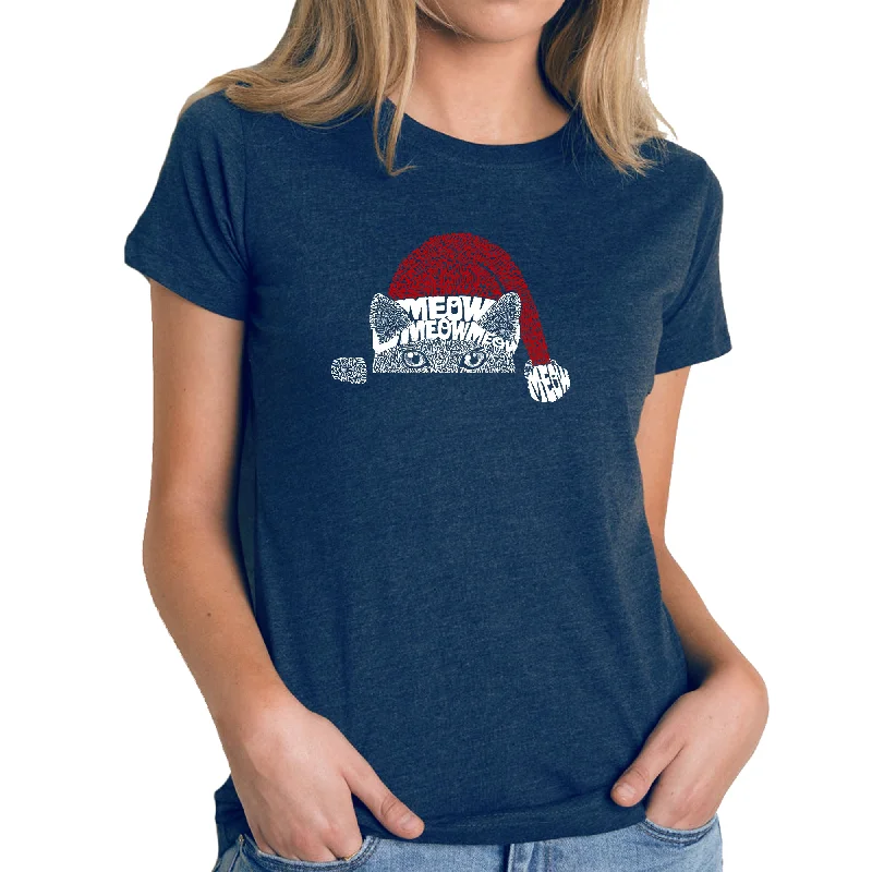 Christmas Peeking Cat - Women's Premium Blend Word Art T-ShirtPerformance T-Shirts