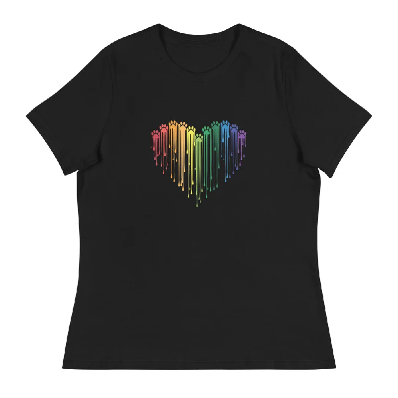 Rainbow Painted Paws Women's Relaxed T-ShirtYoga T-Shirts