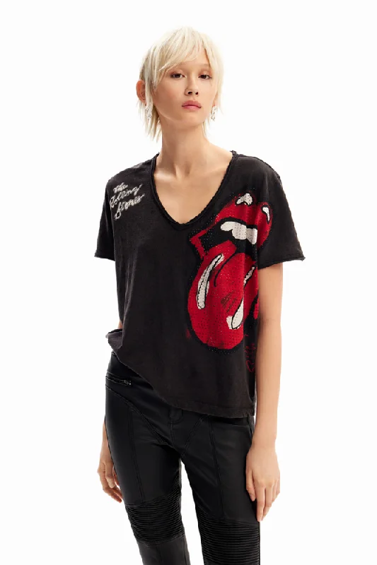 Rhinestone The Rolling Stones T-Shirt By DesigualHigh-Fashion T-Shirts