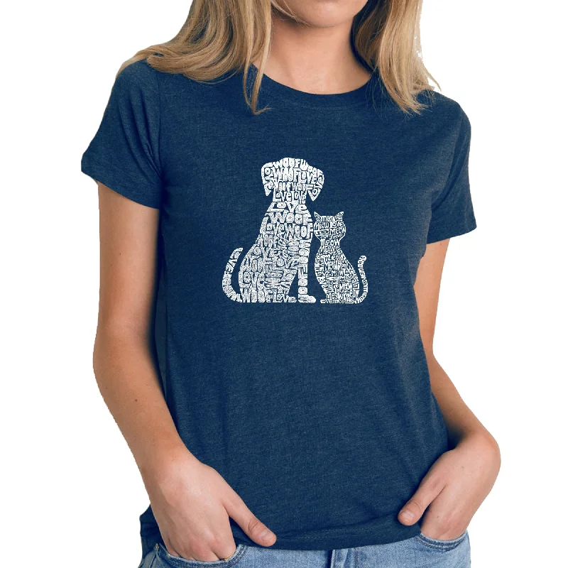 Dogs and Cats  - Women's Premium Blend Word Art T-ShirtLace-Up T-Shirts