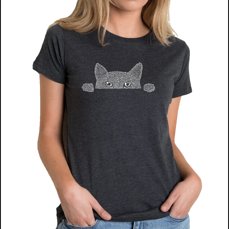 Peeking Cat  - Women's Premium Blend Word Art T-ShirtSkateboard T-Shirts