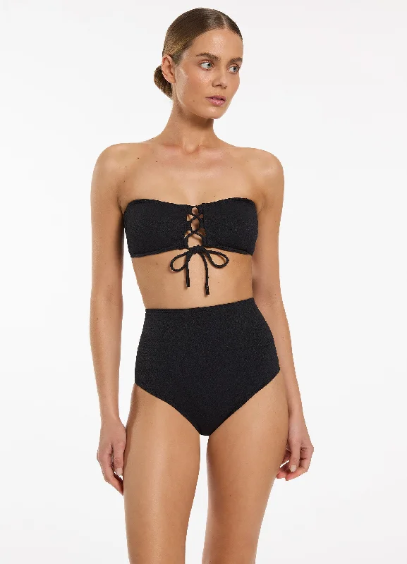 SwimshieldJoali Tie Front Bandeau Bikini Top - Black