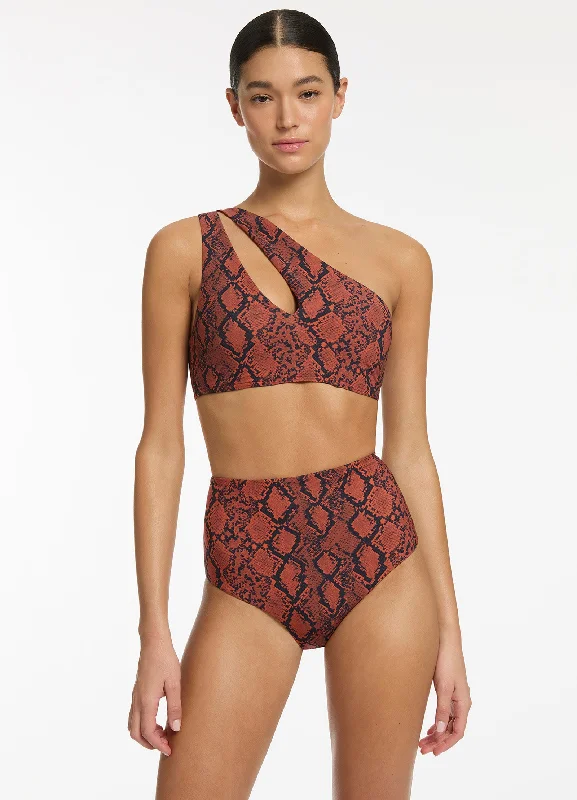 SwimchicPython Splice One Shoulder Top - Spice