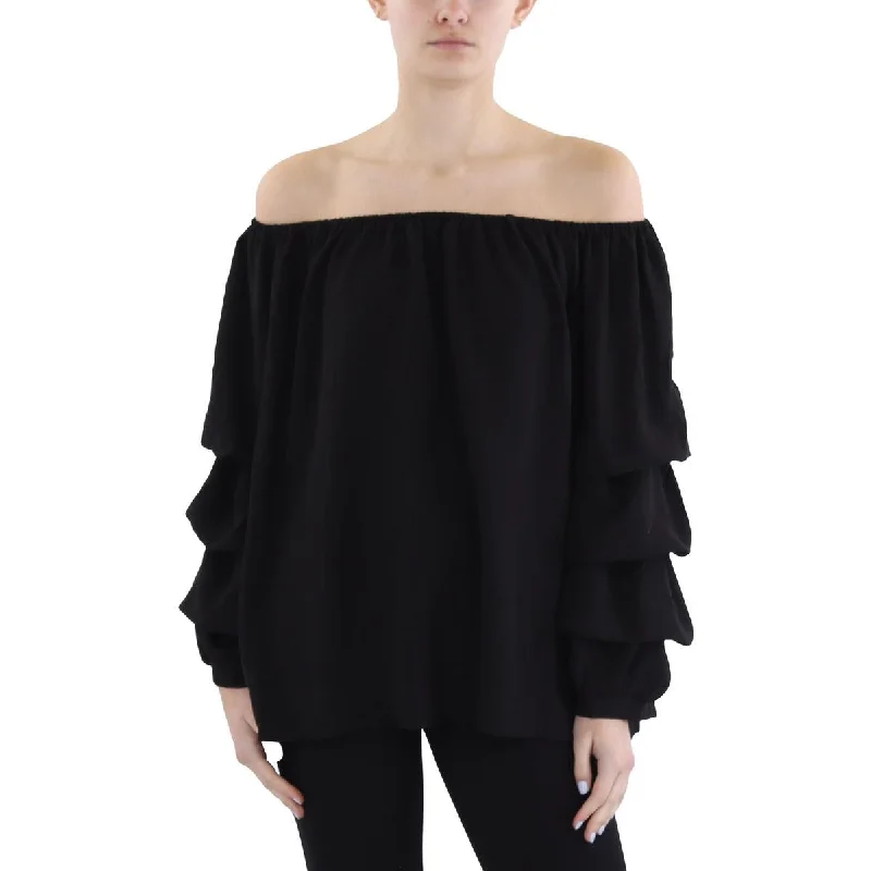 CrewneckiconWomens Ruffled Crewneck Pullover Top