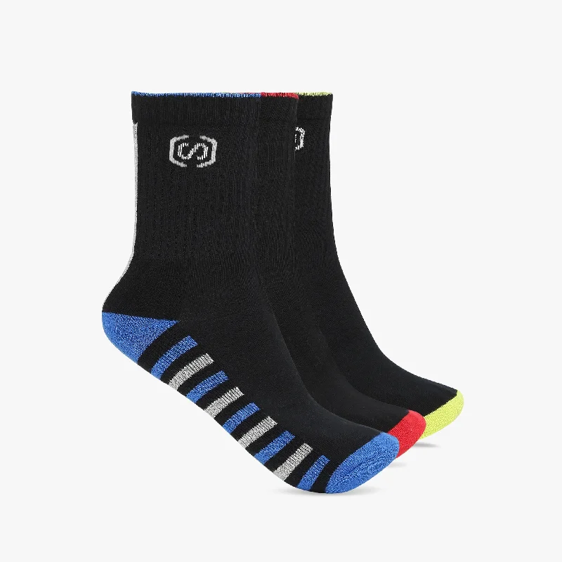 CrewnecklookMens Assorted Free Size Crew Socks (Pack of 3)