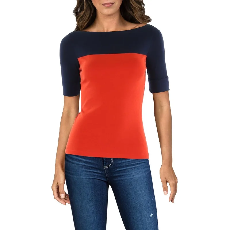 CrewneckarWomens Crewneck Cuff Sleeve Pullover Top