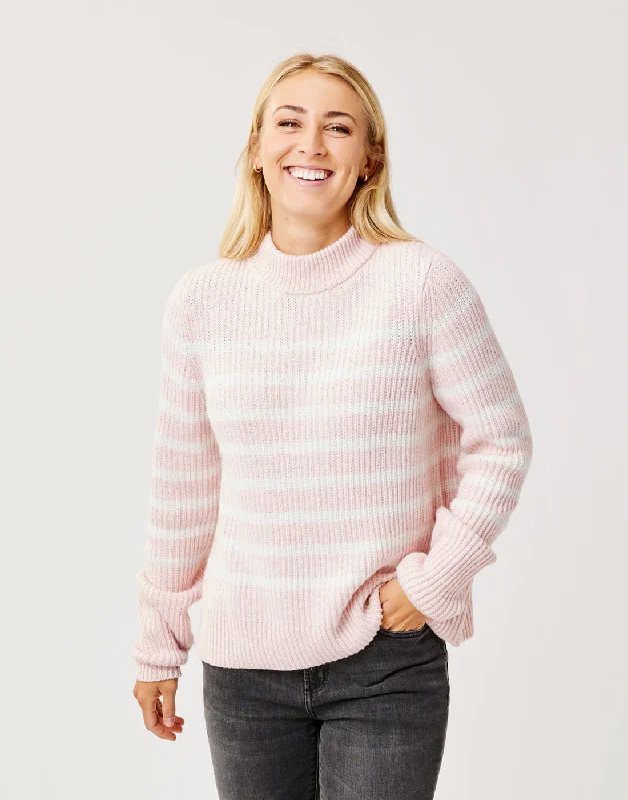 CrewneckinnovationCayden Crew Sweater: Lt. Pink Stripe