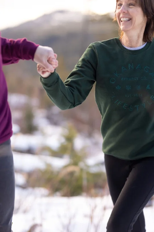 CrewneckcottonTop - Okanagan Lifestyle Green Community Crewneck