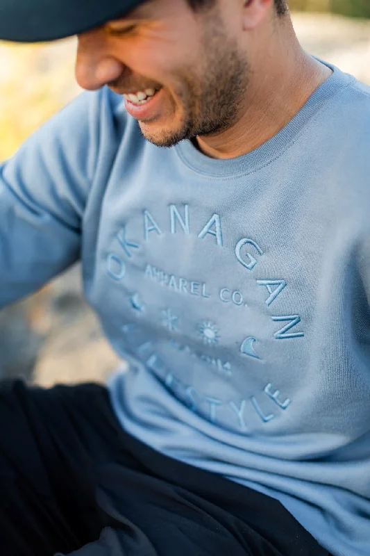 CrewnecksilkTop - Okanagan Lifestyle Embroidered Crew