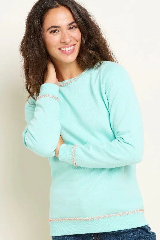 CrewnecksceneBlanket Stitch Crew Neck Sweatshirt