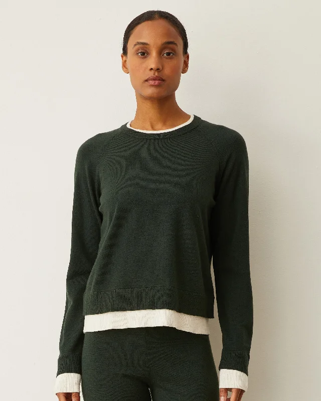 CrewneckdurableSoft Knit Crew Neck Contrast Sweater