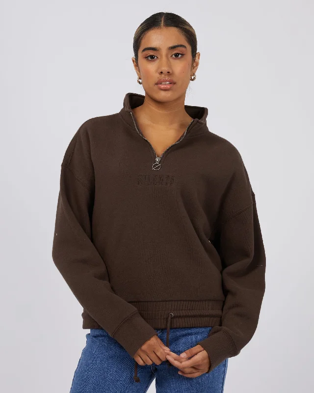 CrewnecktrendsetterJuniper 3/4 Zip Crew Brown