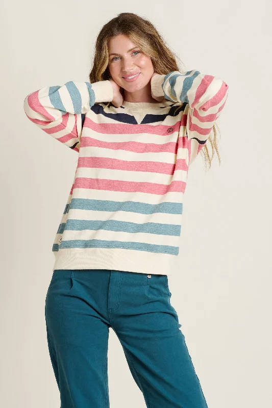 CrewneckcashmereStripe Crew Neck Sweatshirt