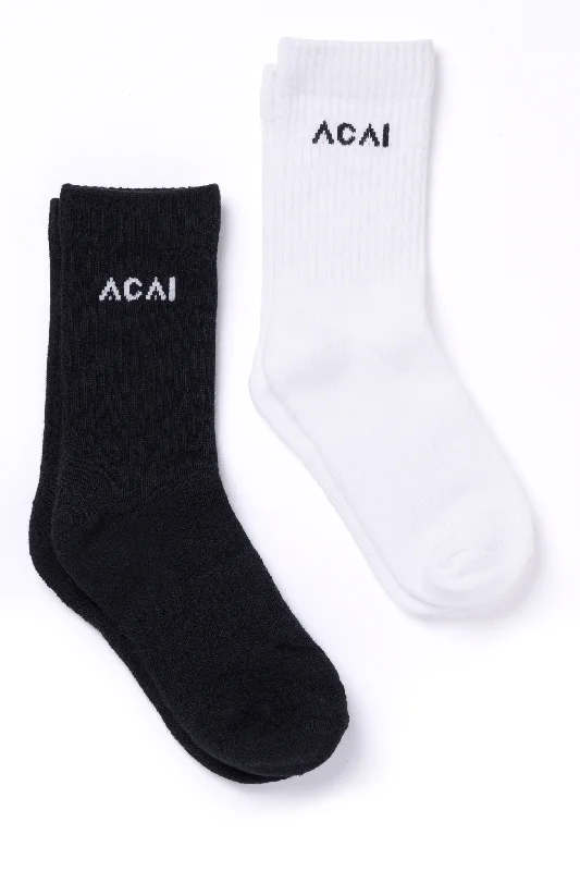 CrewneckmovementEveryday Crew Socks 2 Pack - Black and White