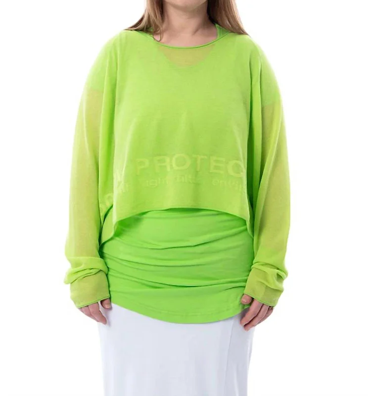 Jacquard Pullover Top In Lime JacquardPulloverzip