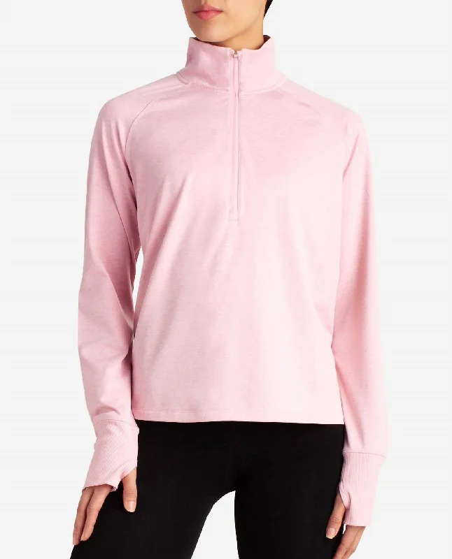 Supersoft Quarter Zip Pullover Sweatshirt In Pink Mist MelangePulloverhue